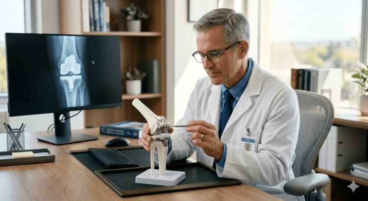Knee replacement implant types explained by orthopaedic surgeon in UK clinic